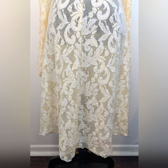 VTG 80s Casadei Lace Ruffle Witchy Hyper Feminine Coastal Cowgirl MD Duster - Picture 9 of 11